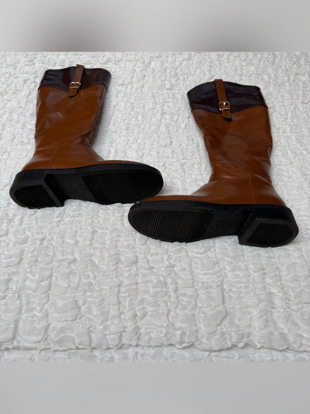 Torgēis Desiree Tall Riding Boots Brown Two Tone Buckle Size 8